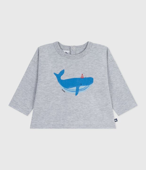 T-shirt a maniche lunghe in cotone con motivo balena neonato FUMEE CHINE