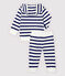 Completo joggers due pezzi bebè maschio bianco MARSHMALLOW/blu SMOKING
