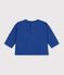 T-shirt a maniche lunghe in cotone tinta unita con motivo neonato blu