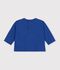 T-shirt a maniche lunghe in cotone tinta unita con motivo neonato blu