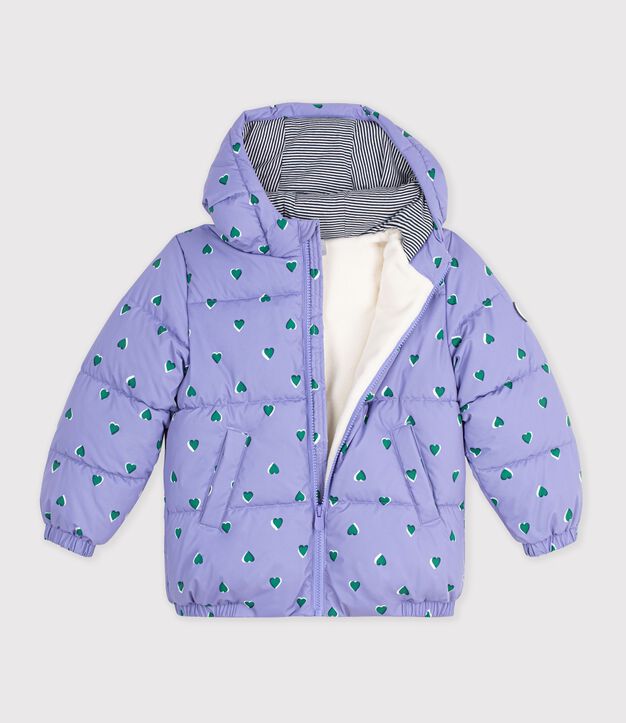 Piumino con stampa a cuori bambina viola/multicolore