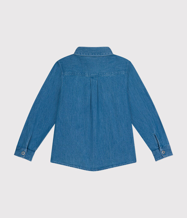 Camicia bambino in denim leggero blu