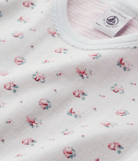 Pyjama fille imprimé petites fleurs blu BOCAL/bianco MULTICO