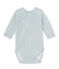 Body puericultura bebè bambina maniche lunghe lana e cotone blu FRAICHEUR/grigio TEMPETE
