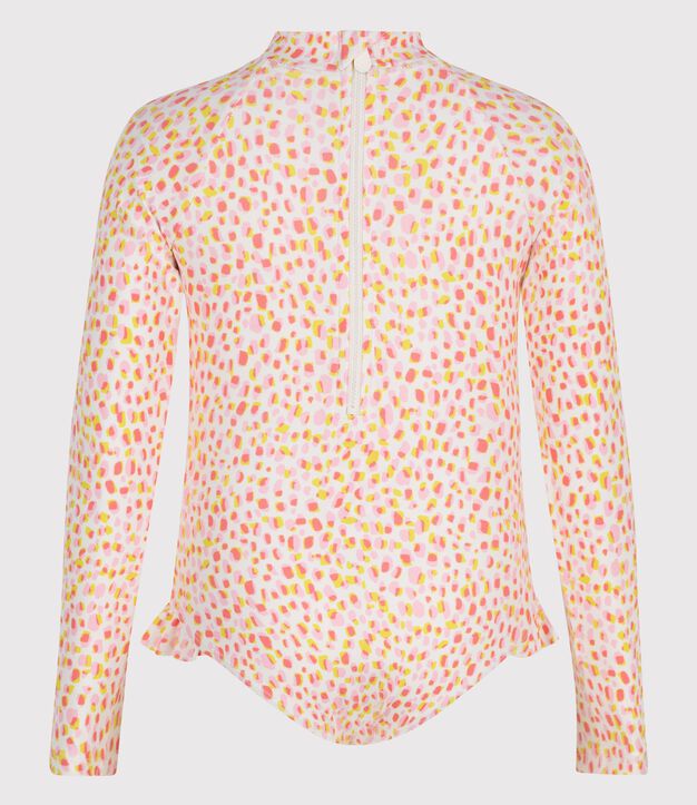 Costume da bagno intero a maniche lunghe con stampa bambina bianco/multicolore