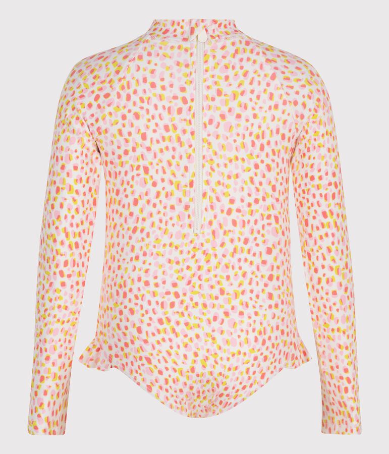 Costume da bagno intero a maniche lunghe con stampa bambina bianco/multicolore