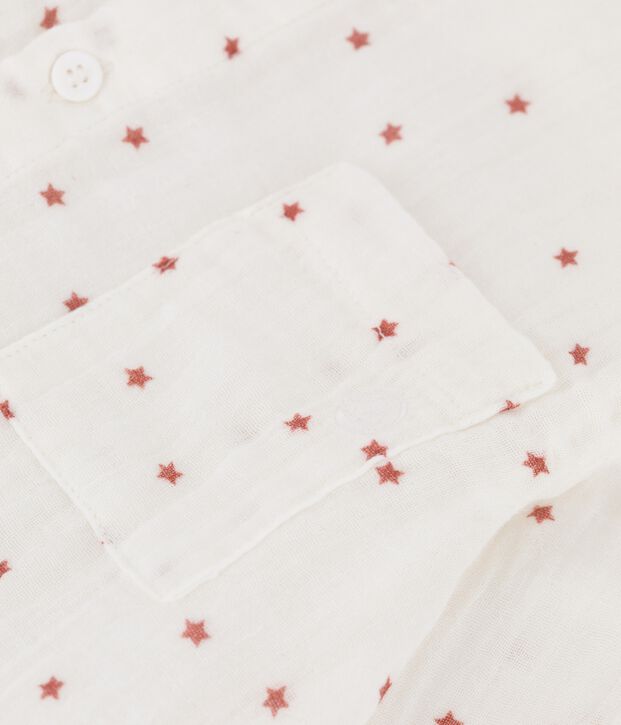 Camicia stampata in garza di cotone bambino bianco/marrone