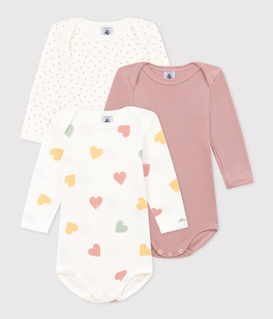Confezione da 3 body bebè a maniche lunghe in cotone a cuori variante 1