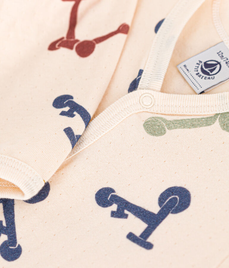 Pigiama fantasia in cotone beb&egrave; ecru/multicolore