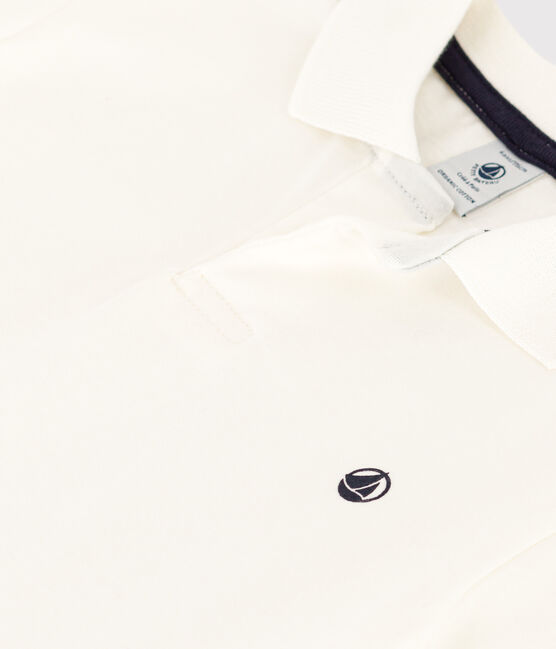Polo manica corta in cotone bambino bianco MARSHMALLOW