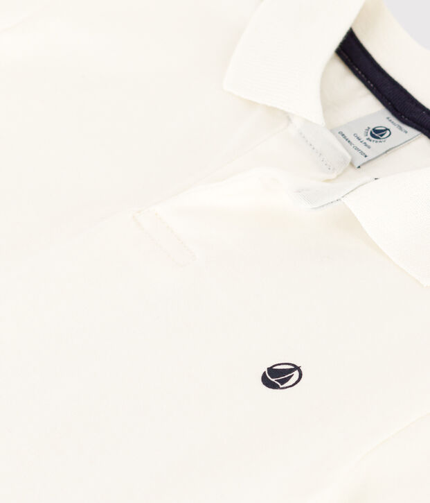 Polo manica corta in cotone bambino bianco