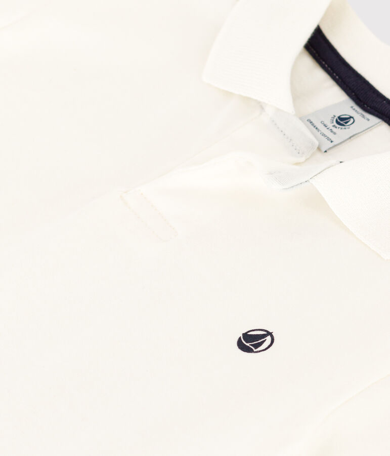 Polo manica corta in cotone bambino bianco