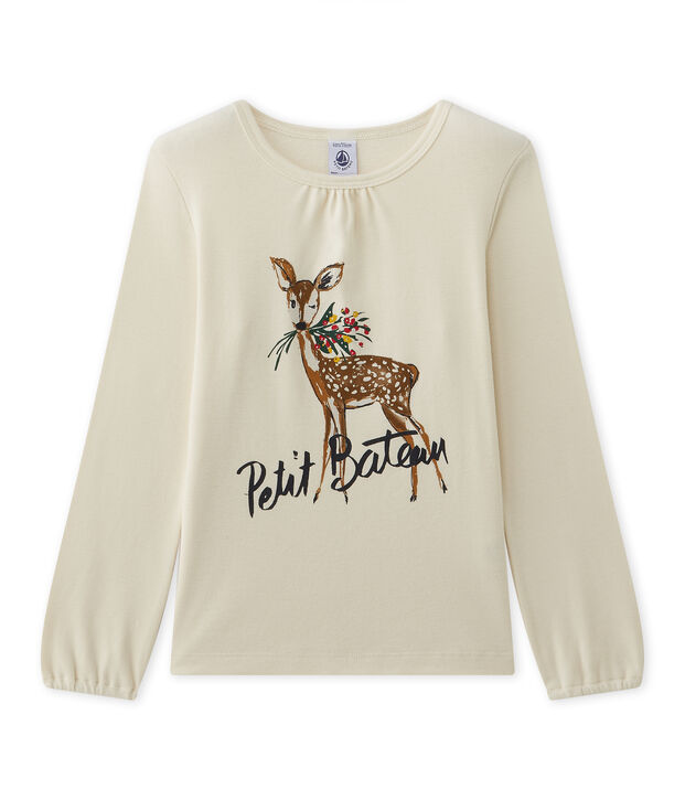 T-shirt a maniche lunghe per bambina con motivo bianco/rosso
