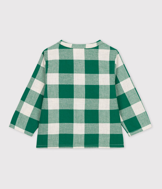 Camicia di flanella a maniche lunghe, a scacchi, per neonati MATCHA/ecru