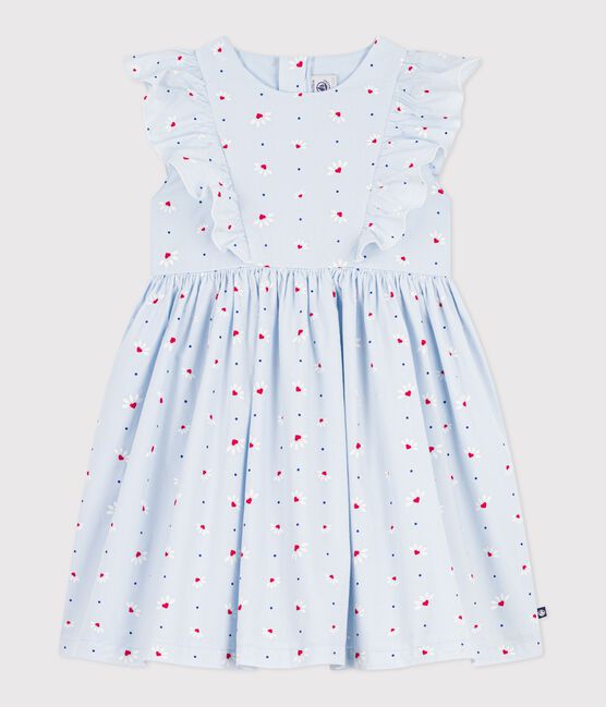Abito senza maniche in cotone bambina blu FRAICHEUR/bianco MULTICO