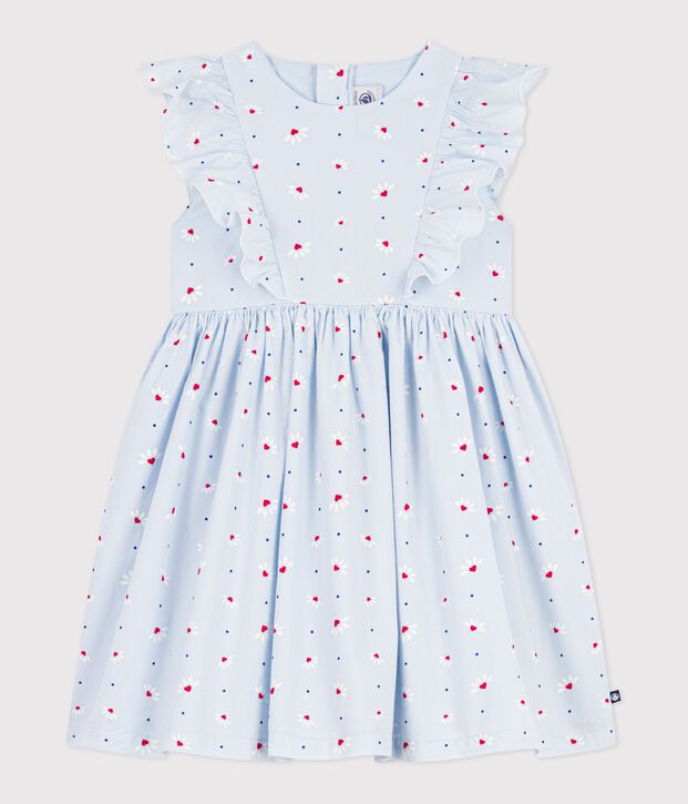 Abito senza maniche in cotone bambina blu/multicolore