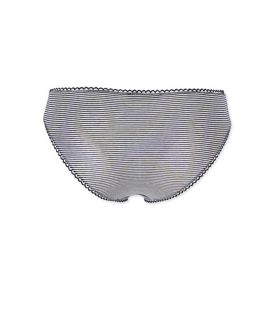 culotte donna in jersey lycra seconda pelle blu ABYSSE/bianco LAIT