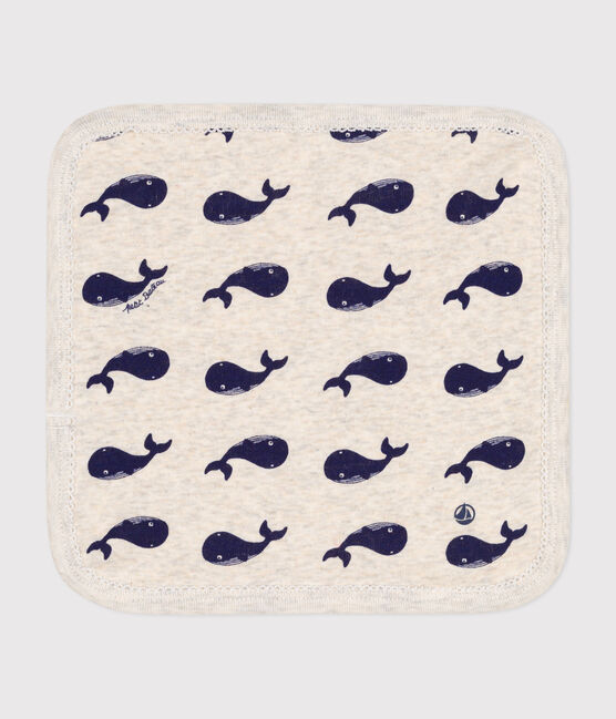 Telo in cotone e spugna con balene stampate neonato beige MONTELIMAR/blu MEDIEVAL