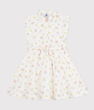 Abito senza maniche in cotone con stampa a fiori bambina bianco/multicolore