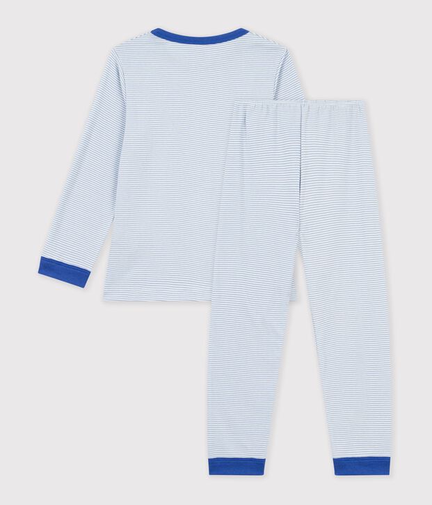 Pigiama in cotone a righe bambino blu/bianco