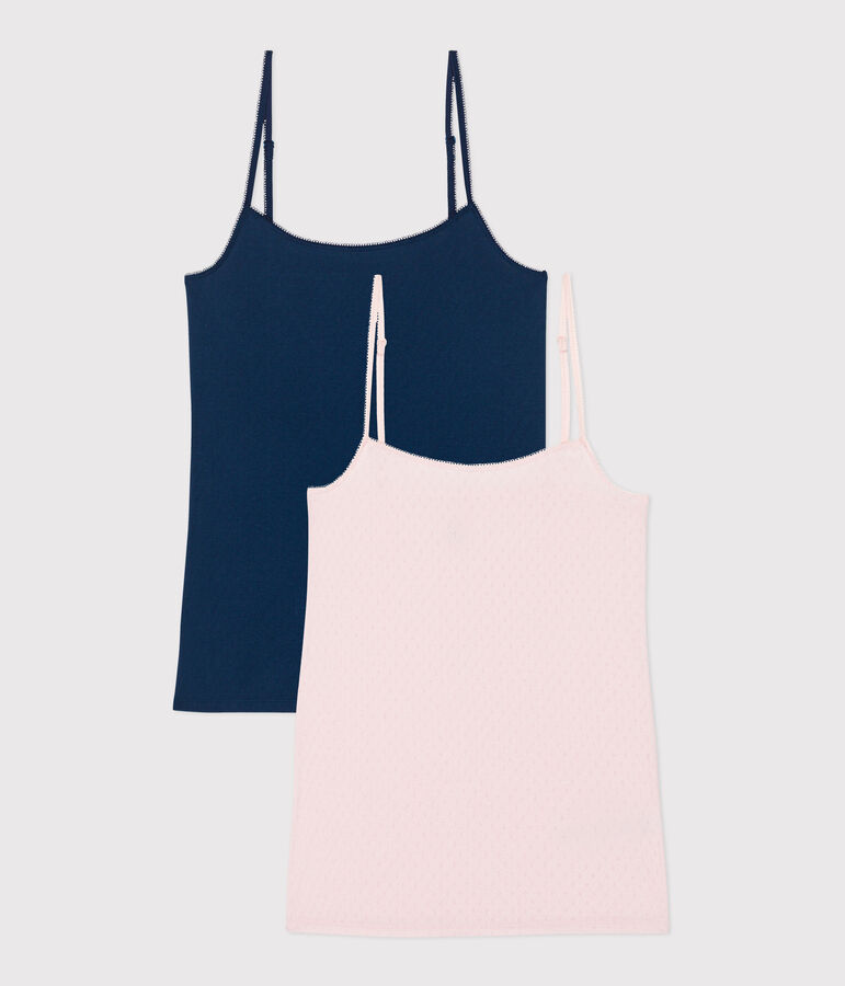 Set di 2 canotte con spalline sottili in cotone donna multicolore