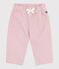 Pantaloni neonato in velluto tinta unita, tasca posteriore ricamata rosa JOLI