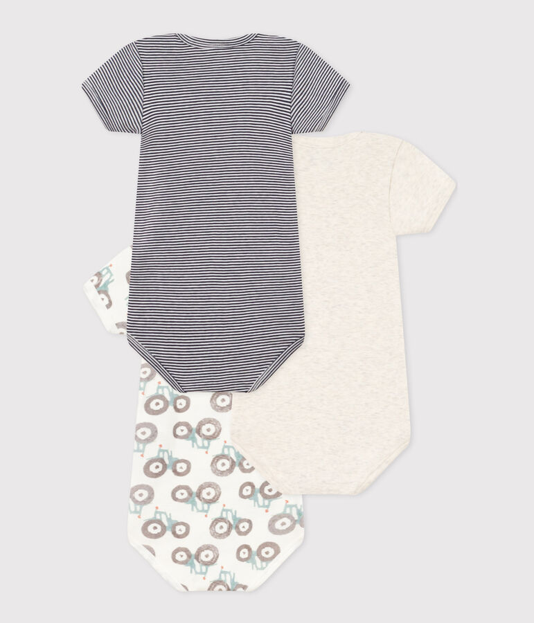 Confezione da 3 body beb&egrave; manica corta in cotone con motivo trattori multicolore