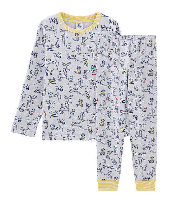 Pigiama bambino a costine grigio BELUGA/bianco MULTICO