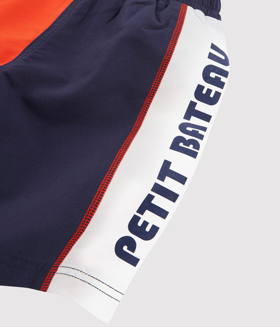 Shorts mare effetto color block bambino blu TOUAREG/arancione SPICY