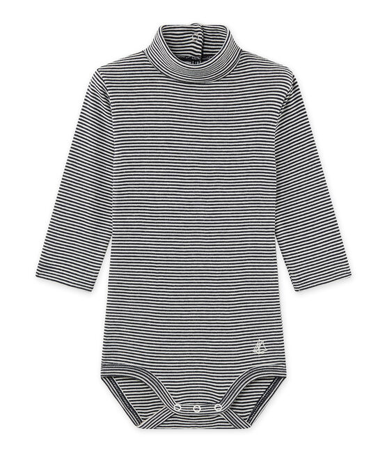 Body millerighe per bebé con collo arrotolato blu SMOKING/beige COQUILLE