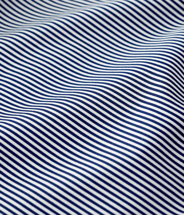 T-shirt beb&egrave; anti-UV in materiale ecoresponsabile blu/bianco