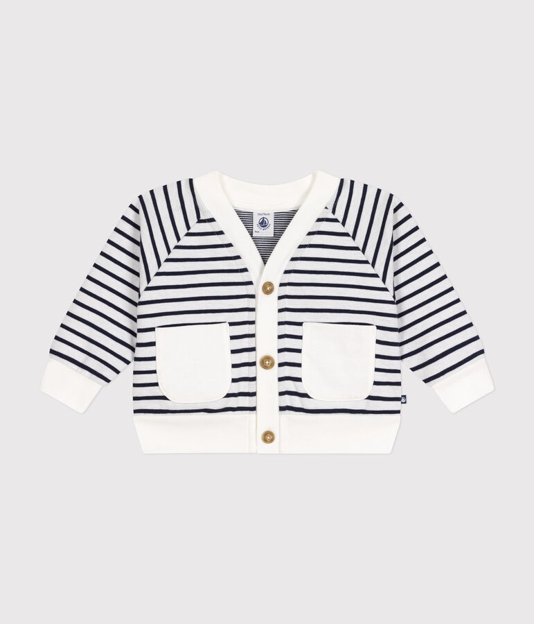 Cardigan in jersey spesso neonato bianco MARSHMALLOW/blu SMOKING
