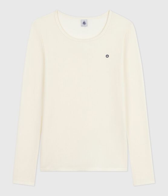 T-shirt a maniche lunghe in lana e cotone donna grigio ECRU
