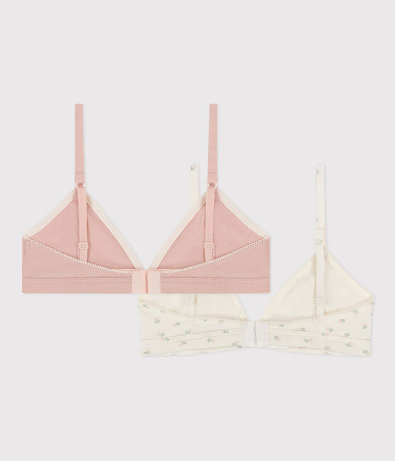 Confezione di 2 reggiseni ragazza in cotone ed elastam a fiori variante 1
