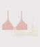 Confezione di 2 reggiseni ragazza in cotone ed elastam a fiori variante 1