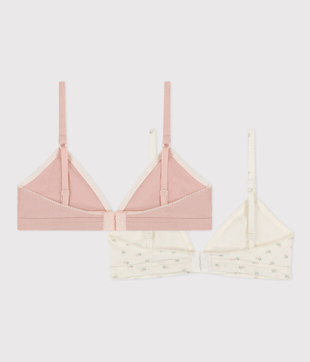 Confezione di 2 reggiseni ragazza in cotone ed elastam a fiori multicolore