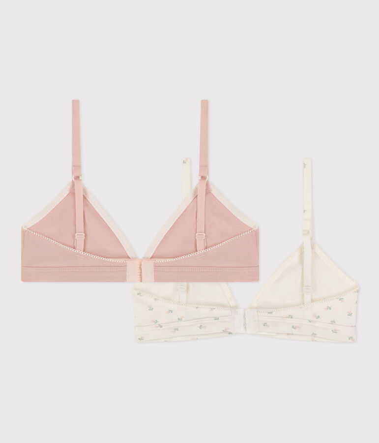 Confezione di 2 reggiseni ragazza in cotone ed elastam a fiori multicolore