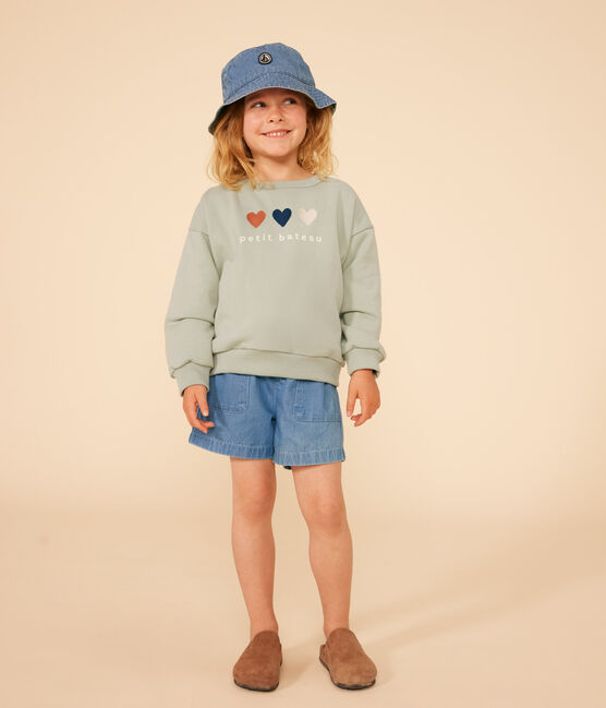 Maglia in tessuto felpato bambina verde HERBIER