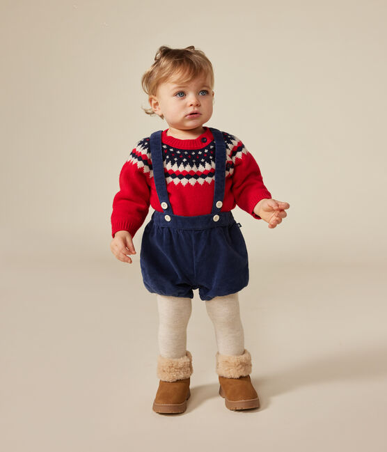 Shorts con bretelle in velluto neonato CREPUSCULE