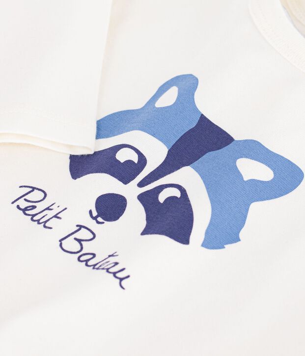 T-shirt a maniche lunghe in cotone tinta unita con motivo neonato MILK