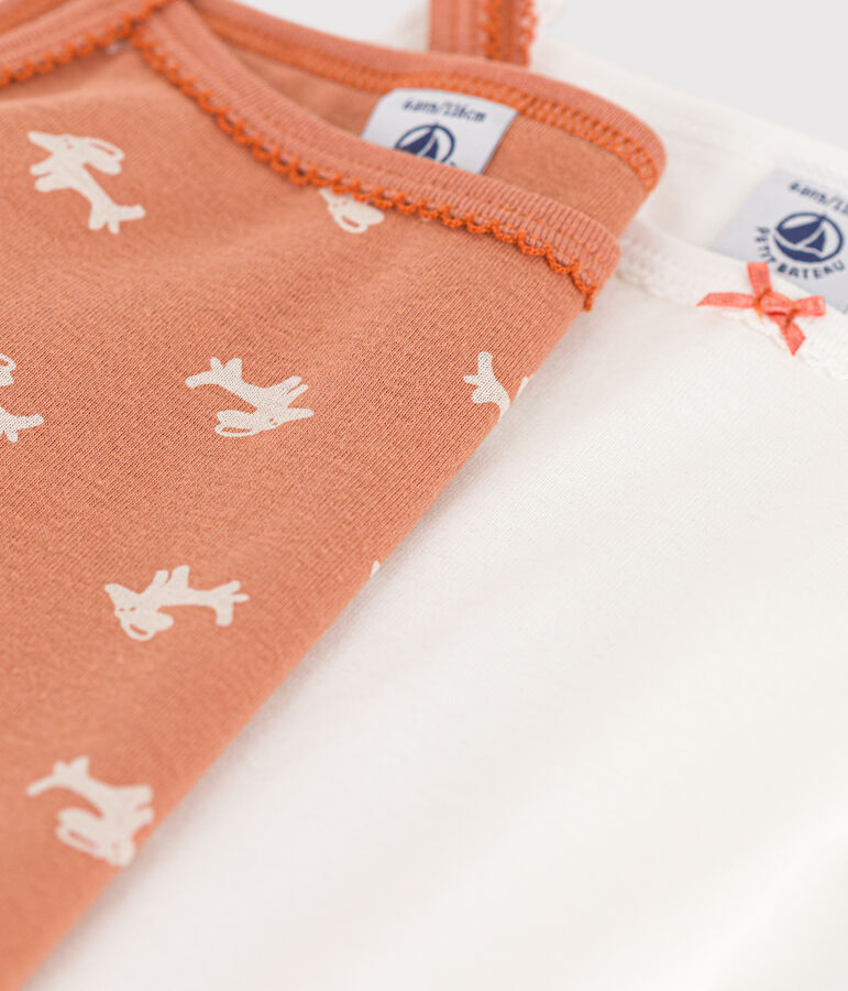 Confezione da 2 canottiere con spalline in cotone bambina motivo cane multicolore