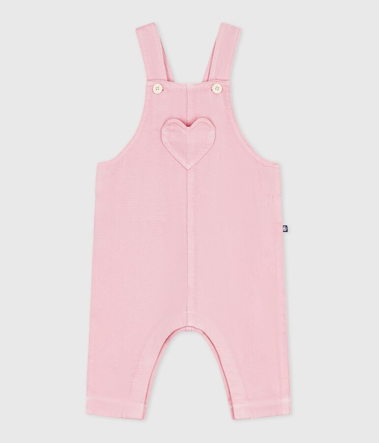 Salopette lunga in cotone tinta unita neonata rosa