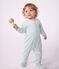 Pigiama in cotone millerighe neonato verde/bianco