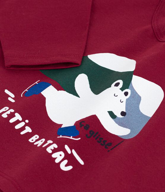 T-shirt a maniche lunghe in cotone con motivo gatto neonato AMARANTE