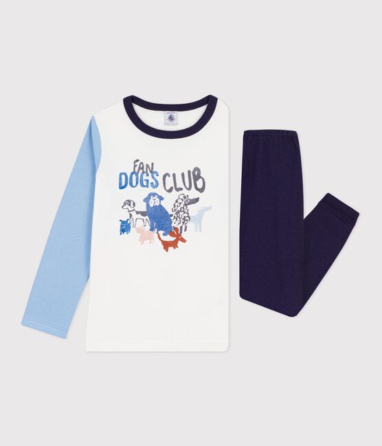 Pigiama in cotone con cane bambino blu SOIR/ MULTICO