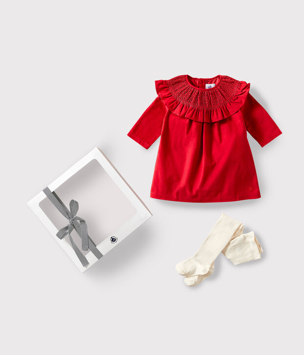 Confezione regalo beb&egrave; con abito e collant multicolore
