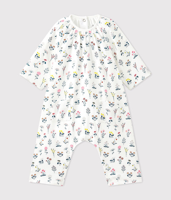 Tutina in tubique stampata per bebé femmina bianco LAIT/bianco MULTICO