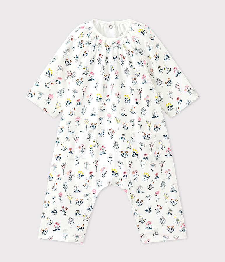 Tutina in tubique stampata per beb&eacute; femmina bianco/multicolore