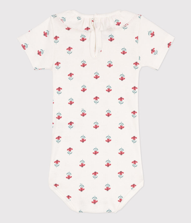 Body maniche corte beb&egrave; in cotone stampato a fiori bianco/multicolore