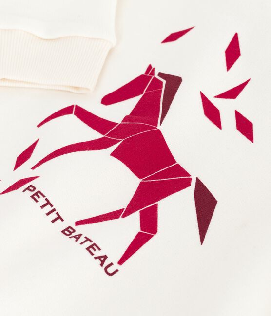 Felpa in cotone stampato bambino ecru MILK